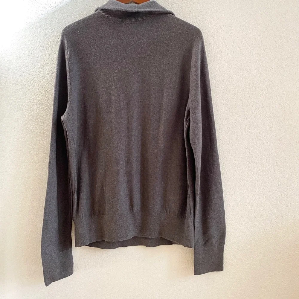 Banana Republic Men's Charcoal Gray Quarter Zip‎ Sweater L Cotton Nylon Blend